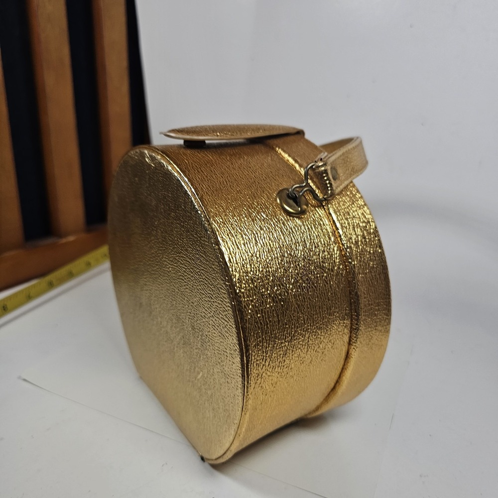 GOLD PURSE HANDBAG GOLD ROUND PRE OWNED Vtg Beaded - Picture 4 of 8
